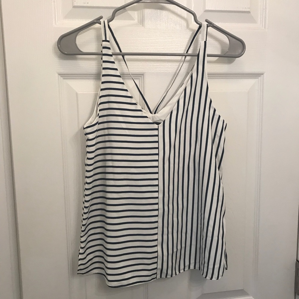Topshop Navy Striped Tank Top